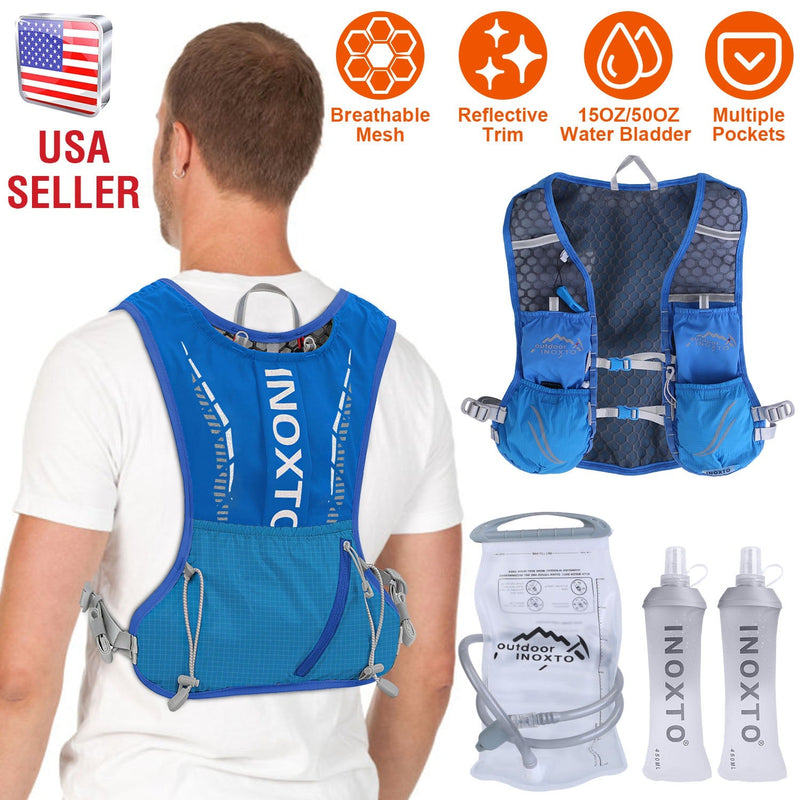 Load image into Gallery viewer, Sport Hydration Vest Running Backpack with 15oz 50oz Water Bladder Adjustable Strap Storage Bag for Trail Running Marathon Race Hiking
