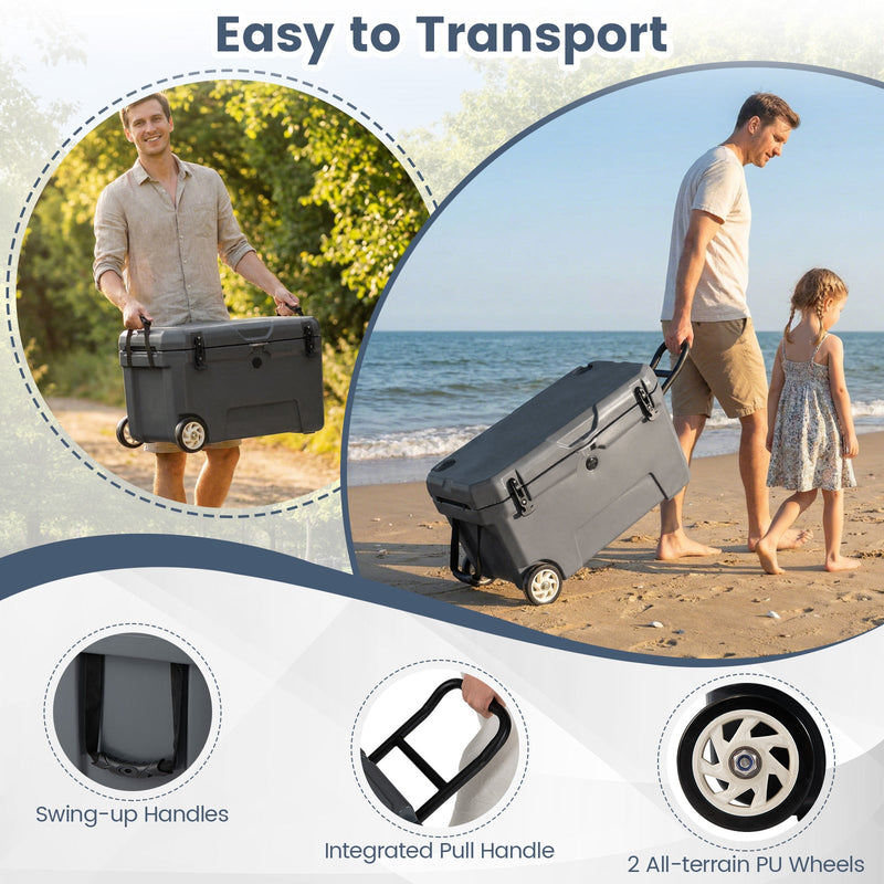 Load image into Gallery viewer, 52 Quart Portable Hard Cooler with 6-Day Ice Retention and Wheels
