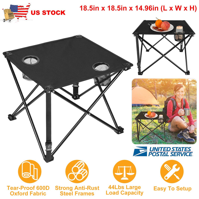 Load image into Gallery viewer, 2Pcs Foldable Camping Table Portable Picnic Table Lightweight Travel Desk with 2 Cup Holders/Table Carrying Bag
