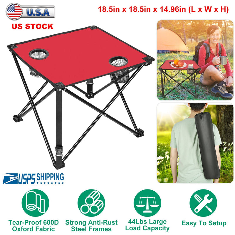Load image into Gallery viewer, 2Pcs Foldable Camping Table Portable Picnic Table Lightweight Travel Desk with 2 Cup Holders/Table Carrying Bag
