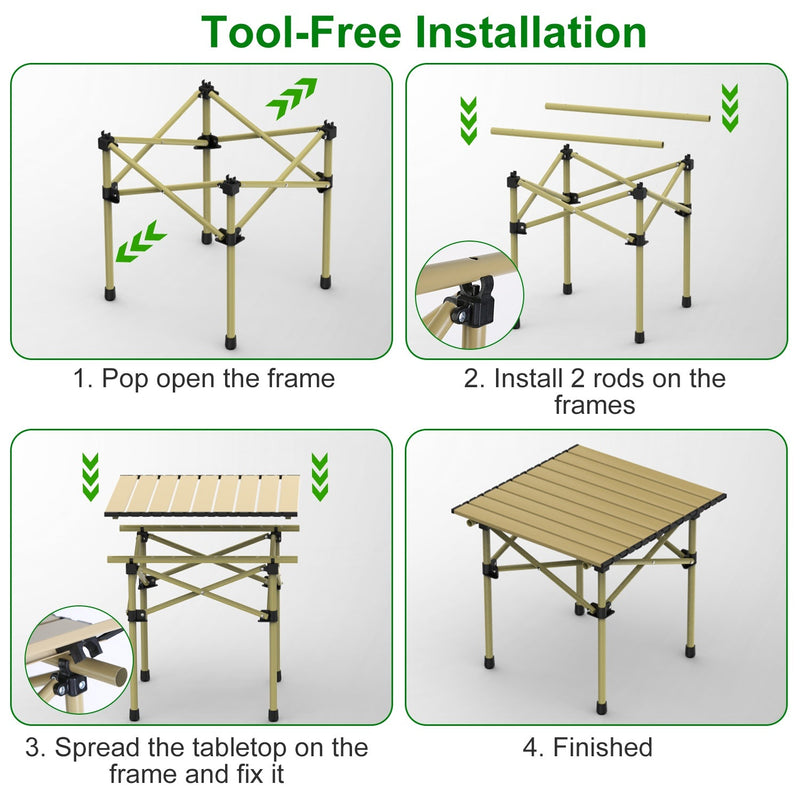 Load image into Gallery viewer, Folding Camping Table Portable Lightweight Carbon Steel Roll-up Picnic BBQ Desk with Carry Bag Heavy Duty for Outdoor Beach Backyard Party Patio Campi
