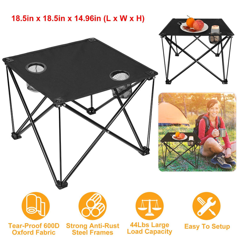 Load image into Gallery viewer, 2Pcs Foldable Camping Table Portable Picnic Table Lightweight Travel Desk with 2 Cup Holders/Table Carrying Bag
