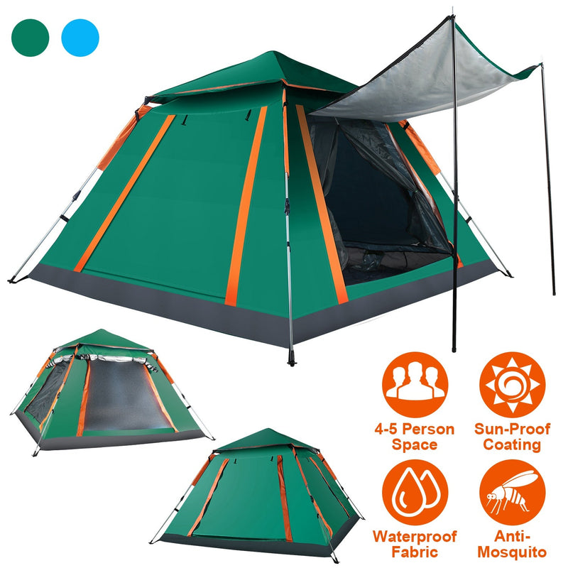 Load image into Gallery viewer, 4-5 Person Camping Tent Outdoor Foldable Waterproof Tent with 2 Mosquito Nets Windows Carrying Bag for Hiking Climbing Adventure Fishing
