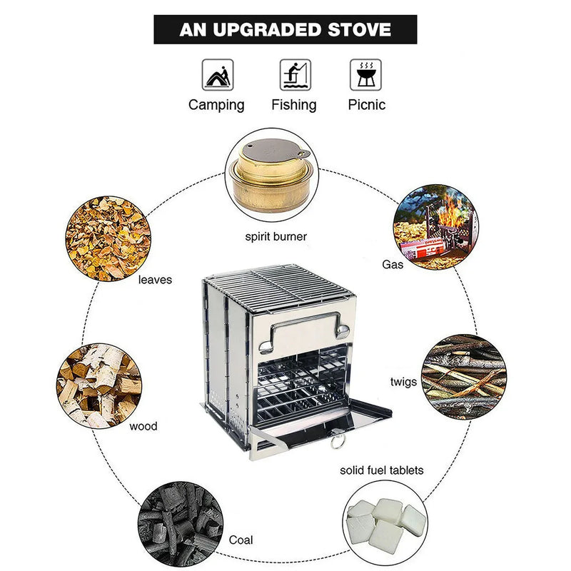 Load image into Gallery viewer, Wood Burning Camping Stove Folding with Pot Stand
