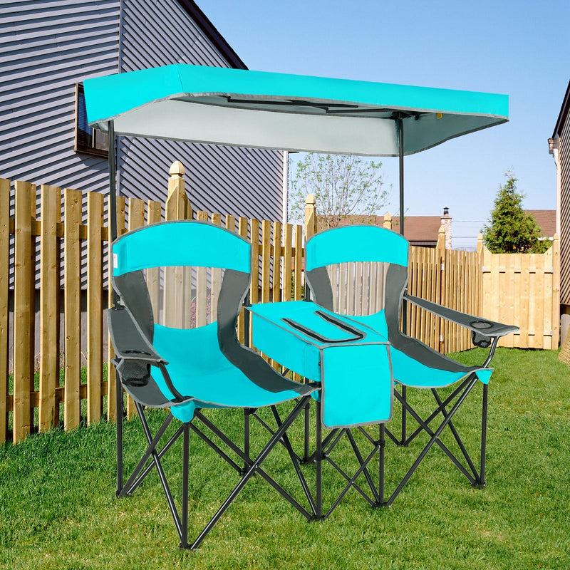 Load image into Gallery viewer, Portable Folding Camping Canopy Chairs with Cup Holder
