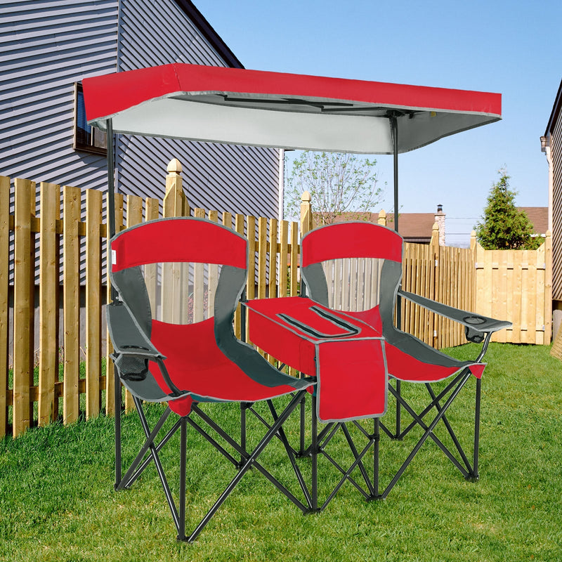 Load image into Gallery viewer, Portable Folding Camping Canopy Chairs with Cup Holder

