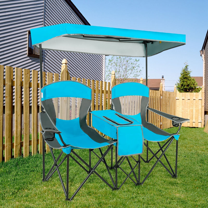 Load image into Gallery viewer, Portable Folding Camping Canopy Chairs with Cup Holder

