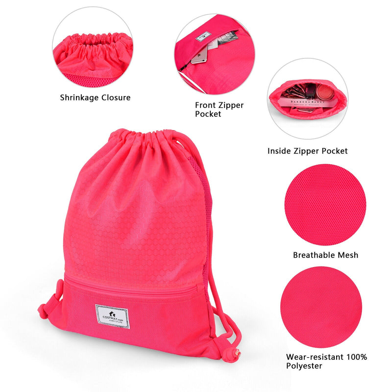 Load image into Gallery viewer, Drawstring Backpack String Bag Foldable Sports Sack with Zipper Pocket
