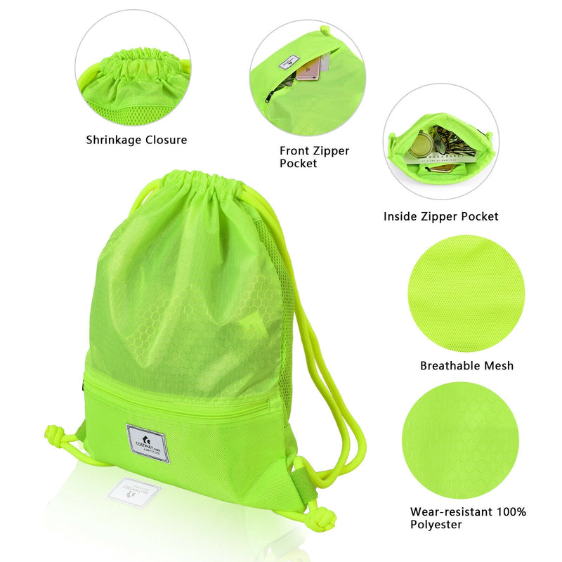 Load image into Gallery viewer, Drawstring Backpack String Bag Foldable Sports Sack with Zipper Pocket
