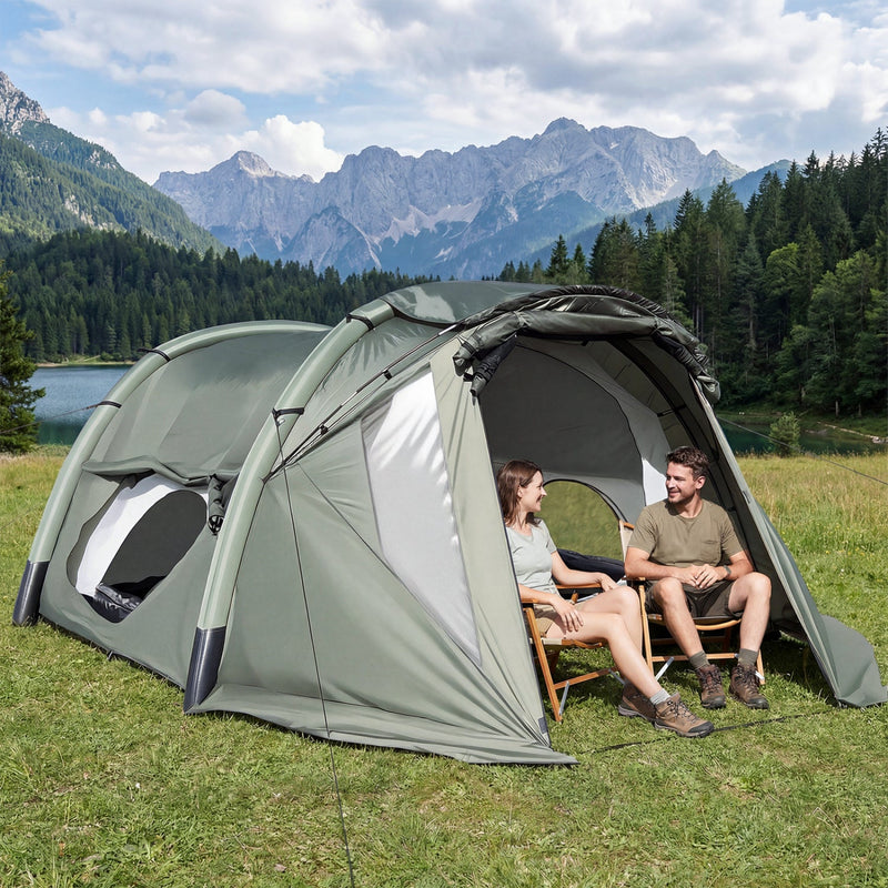 Load image into Gallery viewer, 5-7 Person Inflatable Camping Tent with Screened Porch-Green
