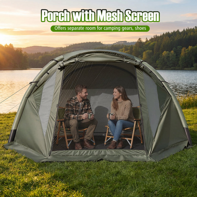 Load image into Gallery viewer, 5-7 Person Inflatable Camping Tent with Screened Porch-Green
