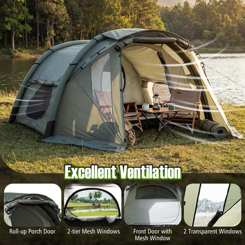 Load image into Gallery viewer, 5-7 Person Inflatable Camping Tent with Screened Porch-Green
