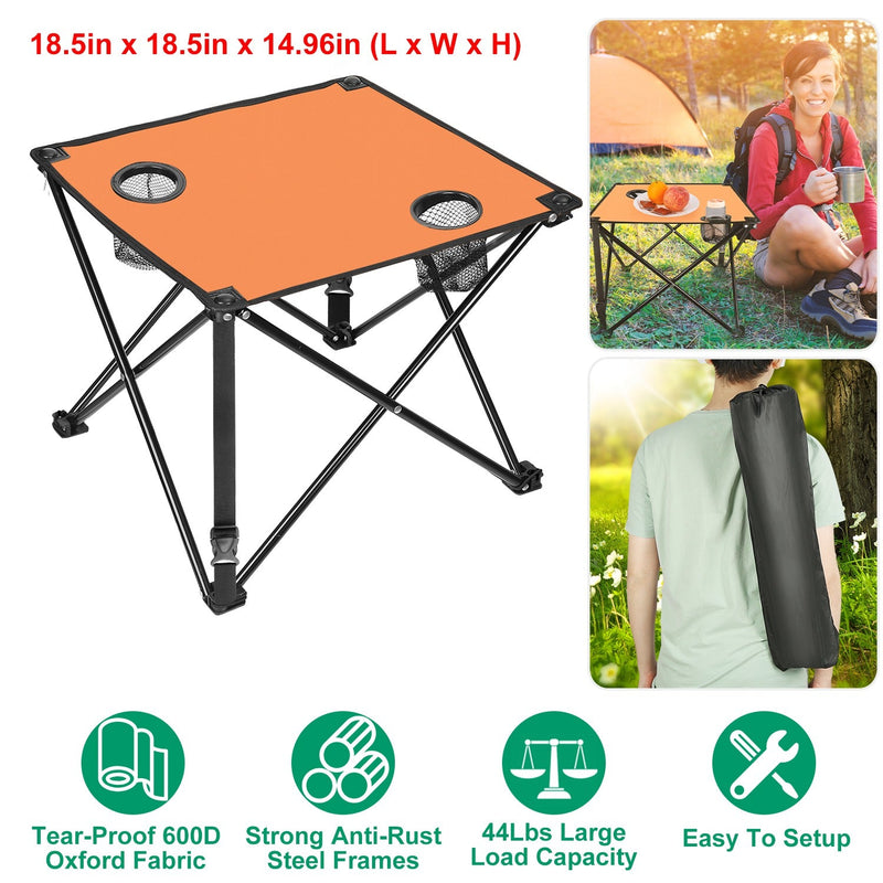 Load image into Gallery viewer, 2Pcs Foldable Camping Table Portable Picnic Table Lightweight Travel Desk with 2 Cup Holders/Table Carrying Bag
