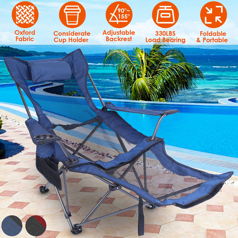 Load image into Gallery viewer, Foldable Camping Chair 330LBS Load Heavy Duty Steel Lawn Chair Collapsible Chair with Reclining Backrest Angle Cup Holder Pillow Side Pocket Carry Bag
