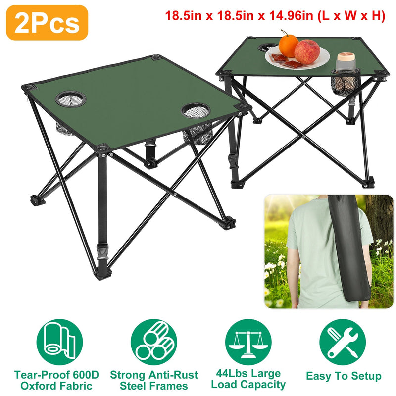 Load image into Gallery viewer, 2Pcs Foldable Camping Table Portable Picnic Table Lightweight Travel Desk with 2 Cup Holders/Table Carrying Bag
