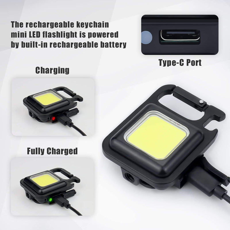 Load image into Gallery viewer, Multifunctional Mini COB Work Light TYPE-C Rechargeable Portable Keychain Light Magnetic Overhaul Emergency Light
