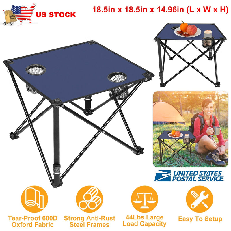 Load image into Gallery viewer, 2Pcs Foldable Camping Table Portable Picnic Table Lightweight Travel Desk with 2 Cup Holders/Table Carrying Bag
