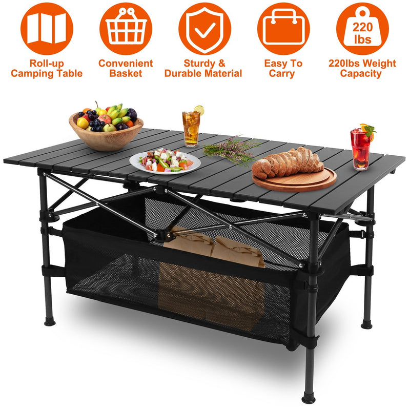 Load image into Gallery viewer, Folding Camping Table Portable Lightweight Aluminum Roll-up Picnic BBQ Desk with Carrying Bag Heavy Duty Outdoor Beach Backyard Party Patio
