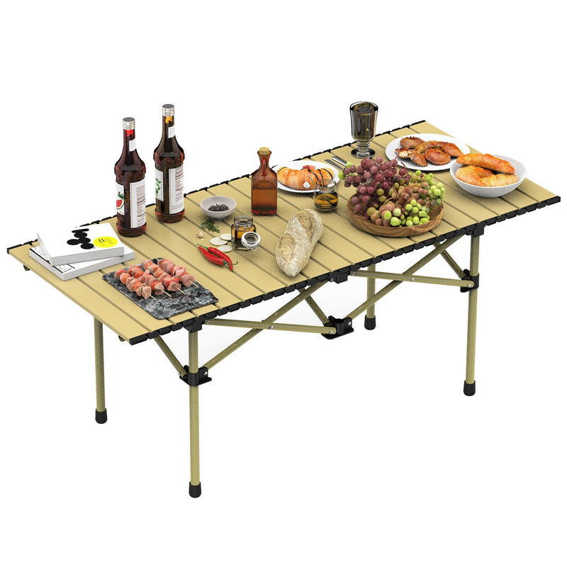 Load image into Gallery viewer, Folding Camping Table Portable Lightweight Carbon Steel Roll-up Picnic BBQ Desk with Carry Bag Heavy Duty for Outdoor Beach Backyard Party Patio Campi
