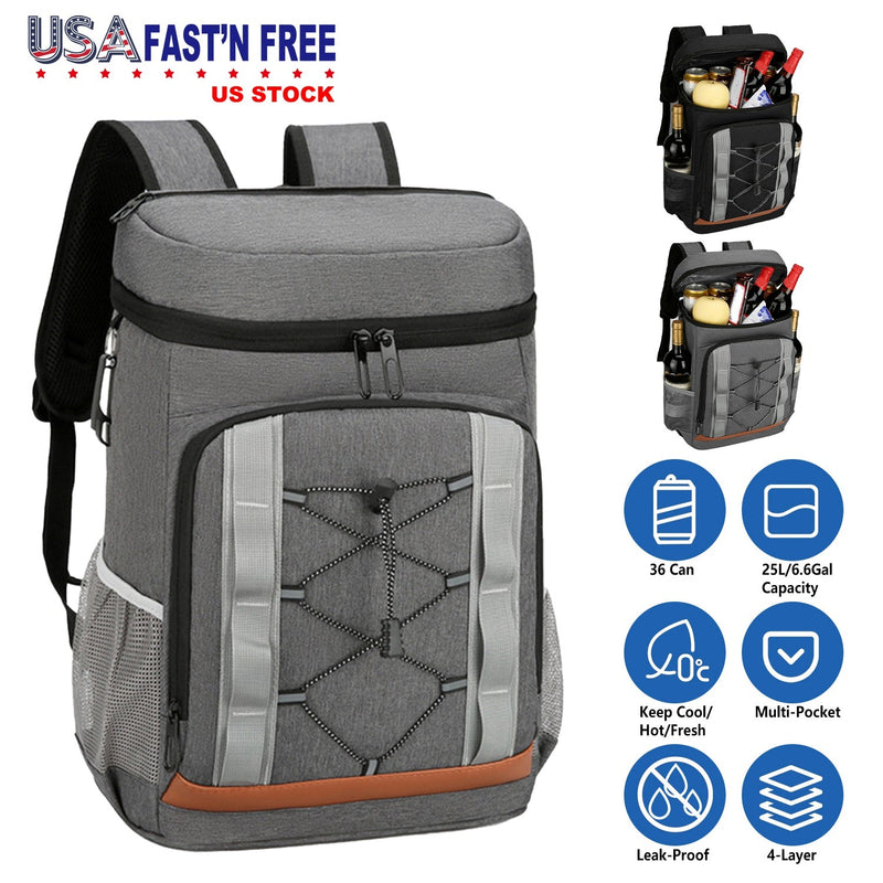 Load image into Gallery viewer, Cooler Backpack 36 Can Leakproof Insulated Cooler Backpack with 25L/6.6Gal for Picnic Camping Beach Hiking Fishing Travel
