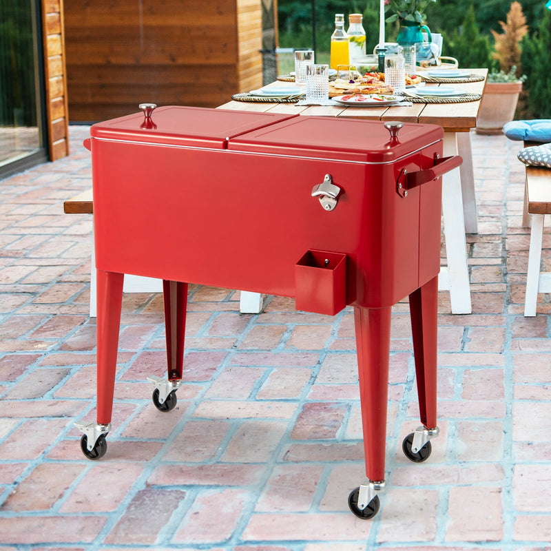 Load image into Gallery viewer, Red Portable Outdoor Patio Cooler Cart

