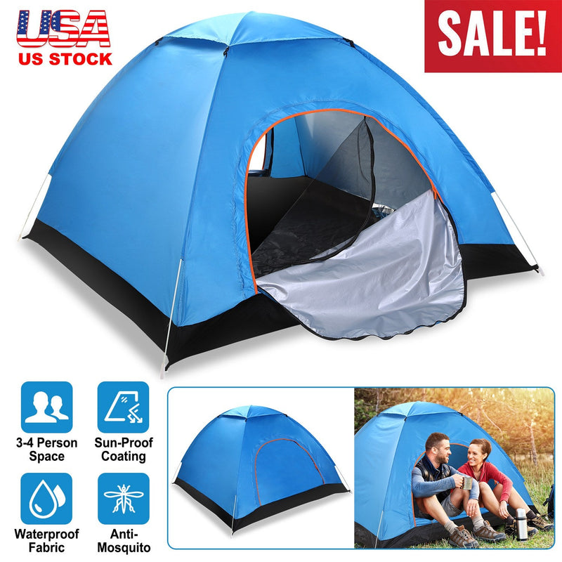 Load image into Gallery viewer, 4 Persons Camping Waterproof Tent Pop Up Tent Instant Setup Tent w/2 Mosquito Net Doors Carrying Bag Folding 4 Seasons for Hiking Climbing Adventure F
