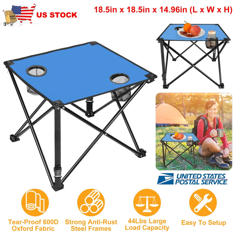 Load image into Gallery viewer, 2Pcs Foldable Camping Table Portable Picnic Table Lightweight Travel Desk with 2 Cup Holders/Table Carrying Bag
