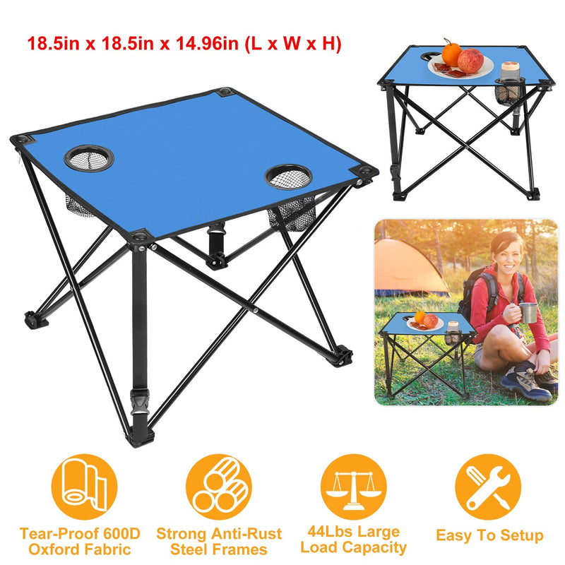 Load image into Gallery viewer, 2Pcs Foldable Camping Table Portable Picnic Table Lightweight Travel Desk with 2 Cup Holders/Table Carrying Bag
