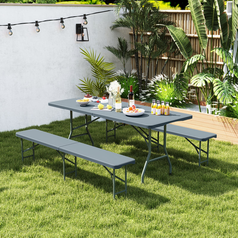 Load image into Gallery viewer, 6 Feet Plastic Folding Bench Portable Seat with Handle and Lock
