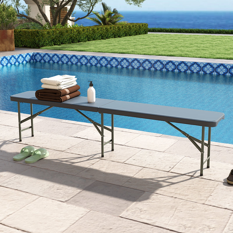 Load image into Gallery viewer, 6 Feet Plastic Folding Bench Portable Seat with Handle and Lock

