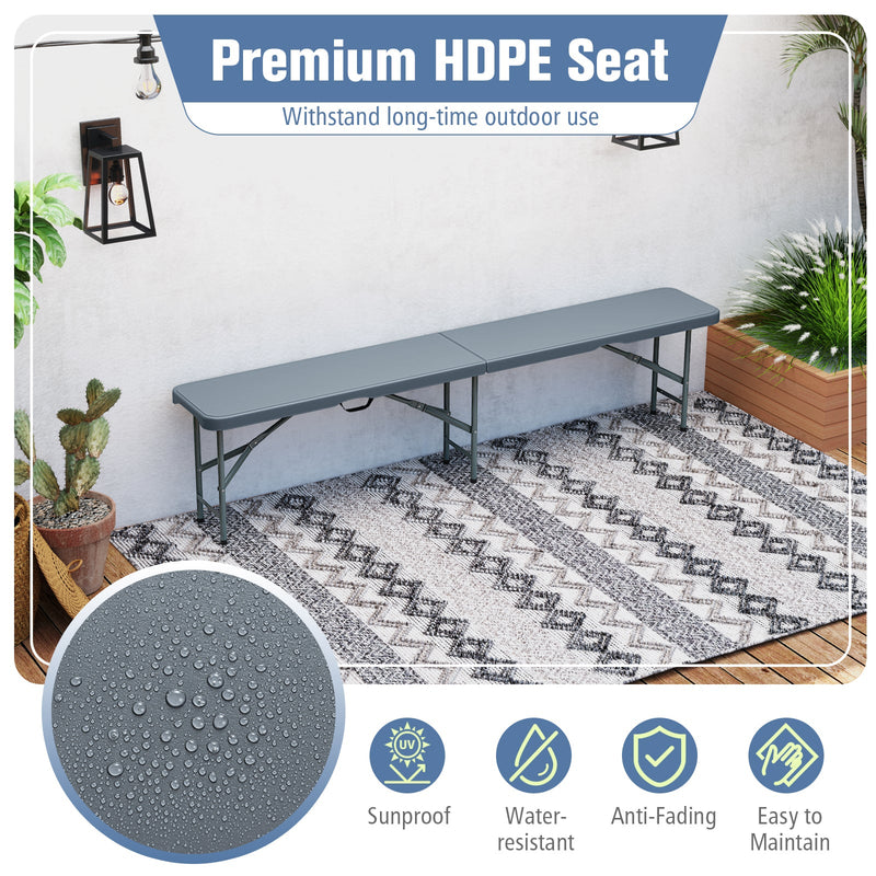 Load image into Gallery viewer, 6 Feet Plastic Folding Bench Portable Seat with Handle and Lock
