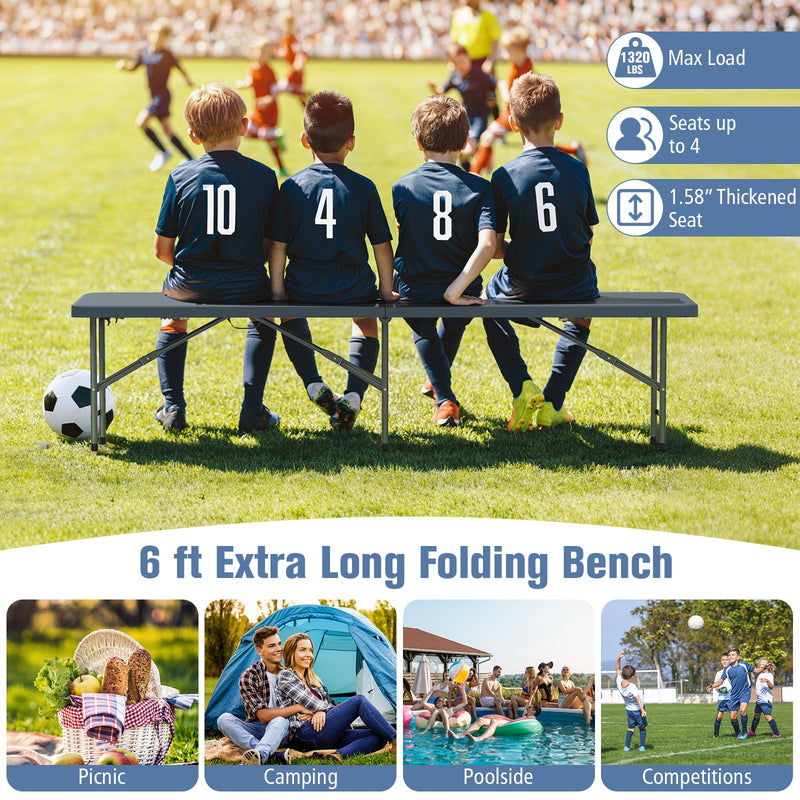 Load image into Gallery viewer, 6 Feet Plastic Folding Bench Portable Seat with Handle and Lock

