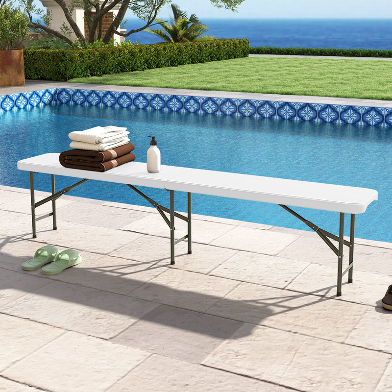 Load image into Gallery viewer, 6 Feet Plastic Folding Bench Portable Seat with Handle and Lock
