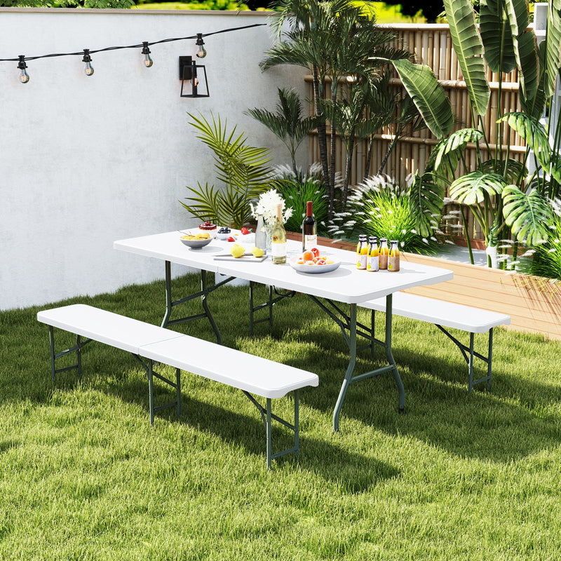 Load image into Gallery viewer, 6 Feet Plastic Folding Bench Portable Seat with Handle and Lock
