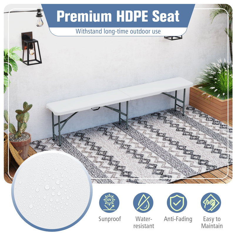 Load image into Gallery viewer, 6 Feet Plastic Folding Bench Portable Seat with Handle and Lock
