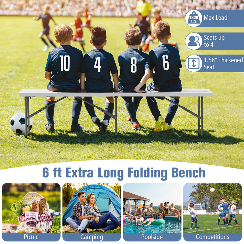 Load image into Gallery viewer, 6 Feet Plastic Folding Bench Portable Seat with Handle and Lock

