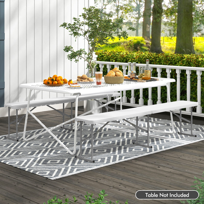 Load image into Gallery viewer, 6 Feet Plastic Folding Bench Picnic Camping Dining Seat with Carrying Handle-White
