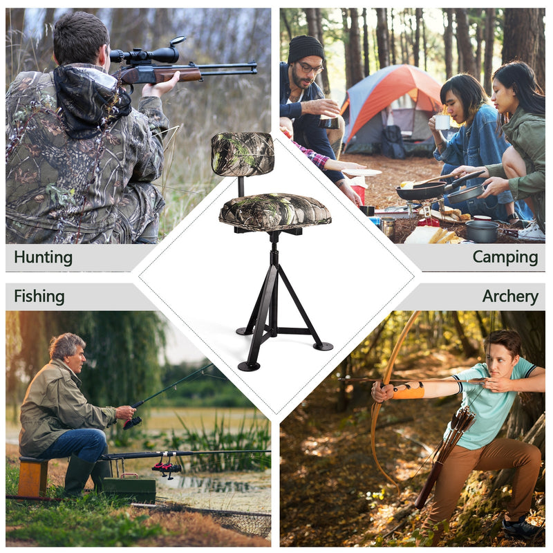 Load image into Gallery viewer, Swivel Hunting Chair Tripod Blind Stool with Detachable Backrest
