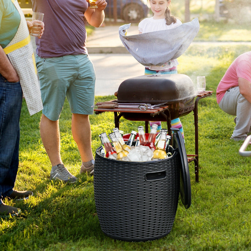 Load image into Gallery viewer, 9.5 Gallon 4-in-1 Patio Rattan Cool Bar Cocktail Table Side Table
