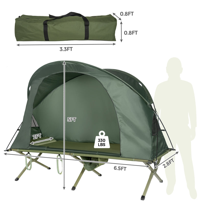 Load image into Gallery viewer, Cot Elevated Compact Tent Set with External Cover-Green
