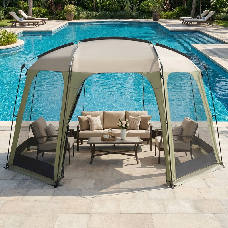 Load image into Gallery viewer, 6-8 Person Netted Canopy Tent with Zippered Door
