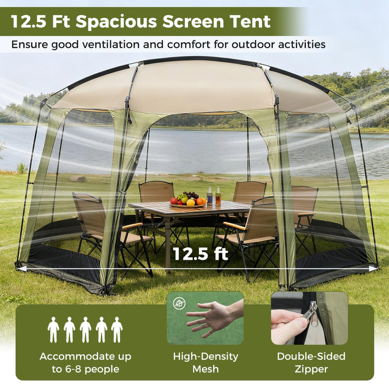 Load image into Gallery viewer, 6-8 Person Netted Canopy Tent with Zippered Door
