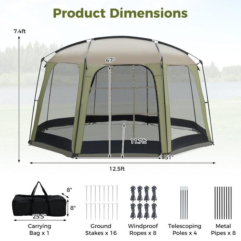 Load image into Gallery viewer, 6-8 Person Netted Canopy Tent with Zippered Door

