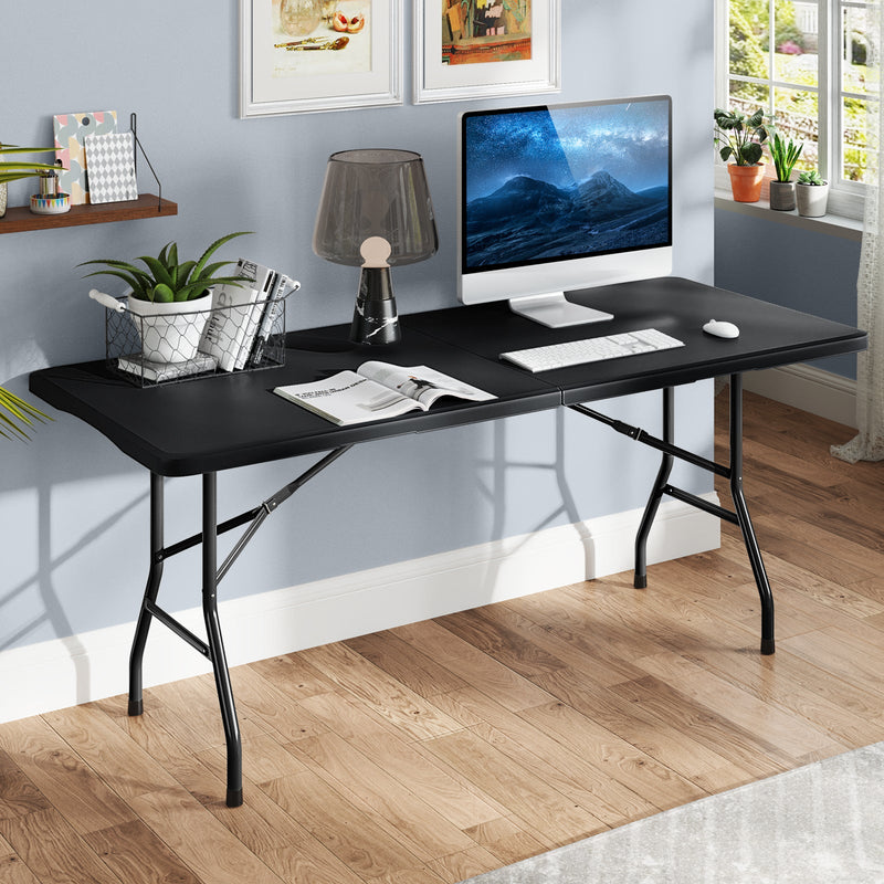 Load image into Gallery viewer, 6 ft Portable Folding Table 350 LBS Fold-in-Half Table with HDPE Tabletop
