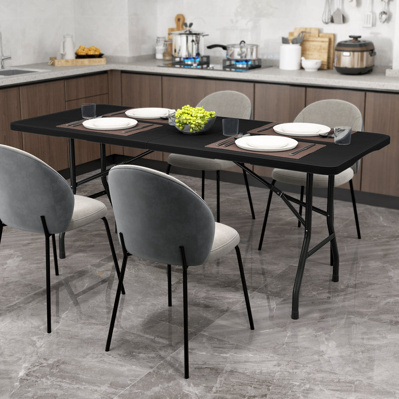 Load image into Gallery viewer, 6 ft Portable Folding Table 350 LBS Fold-in-Half Table with HDPE Tabletop
