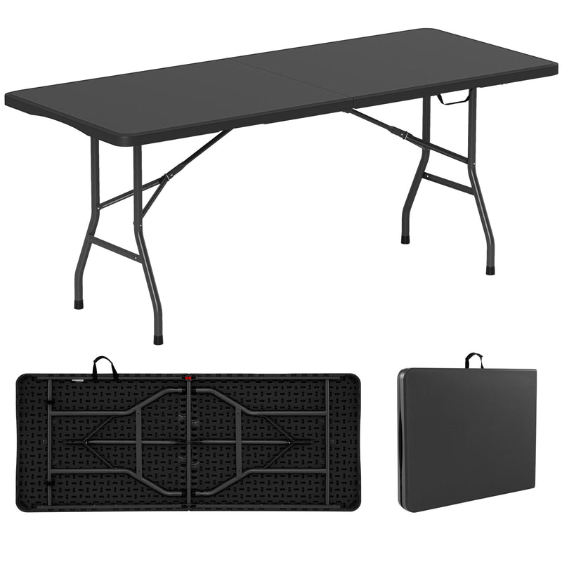 Load image into Gallery viewer, 6 ft Portable Folding Table 350 LBS Fold-in-Half Table with HDPE Tabletop
