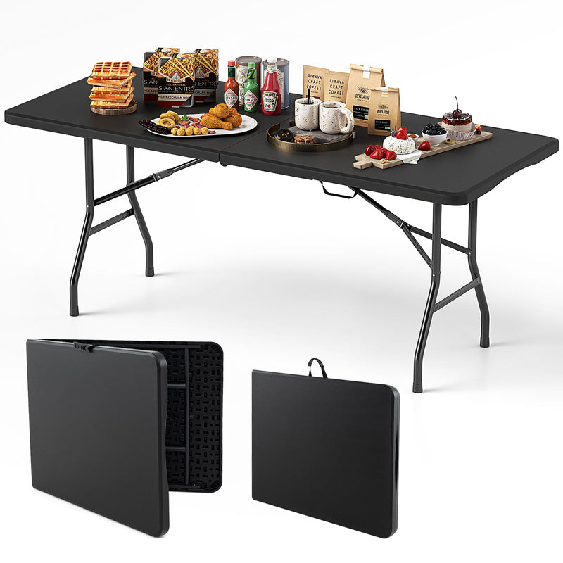 Load image into Gallery viewer, 6 ft Portable Folding Table 350 LBS Fold-in-Half Table with HDPE Tabletop
