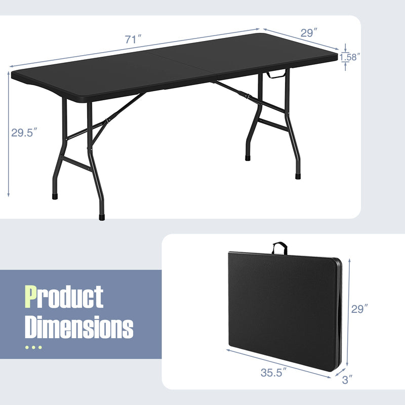 Load image into Gallery viewer, 6 ft Portable Folding Table 350 LBS Fold-in-Half Table with HDPE Tabletop
