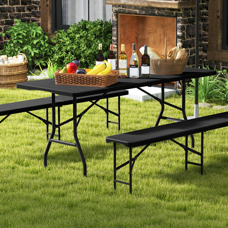 Load image into Gallery viewer, 6 ft Portable Folding Table 350 LBS Fold-in-Half Table with HDPE Tabletop
