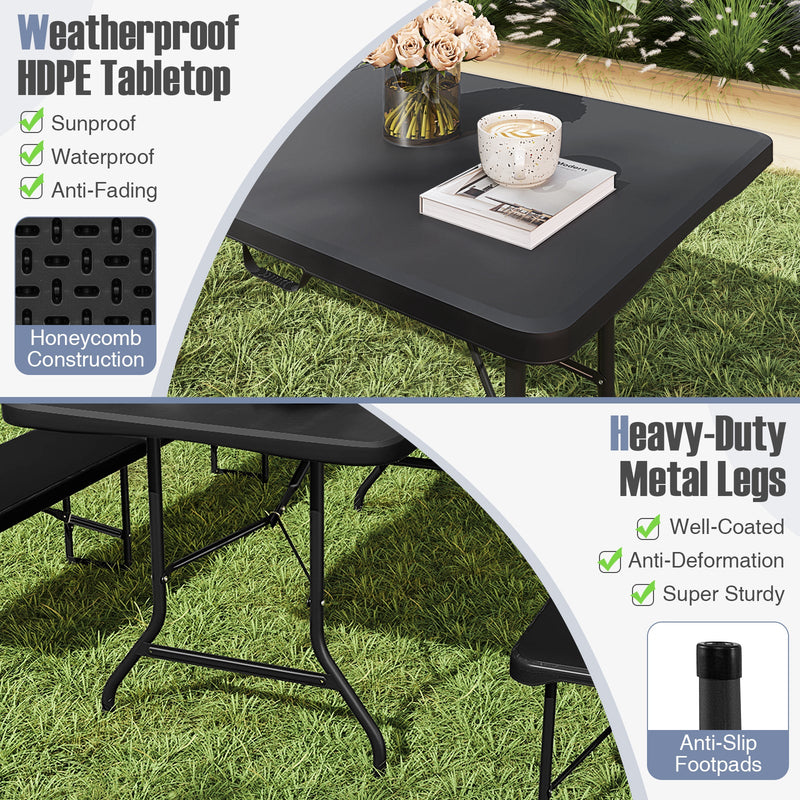 Load image into Gallery viewer, 6 ft Portable Folding Table 350 LBS Fold-in-Half Table with HDPE Tabletop
